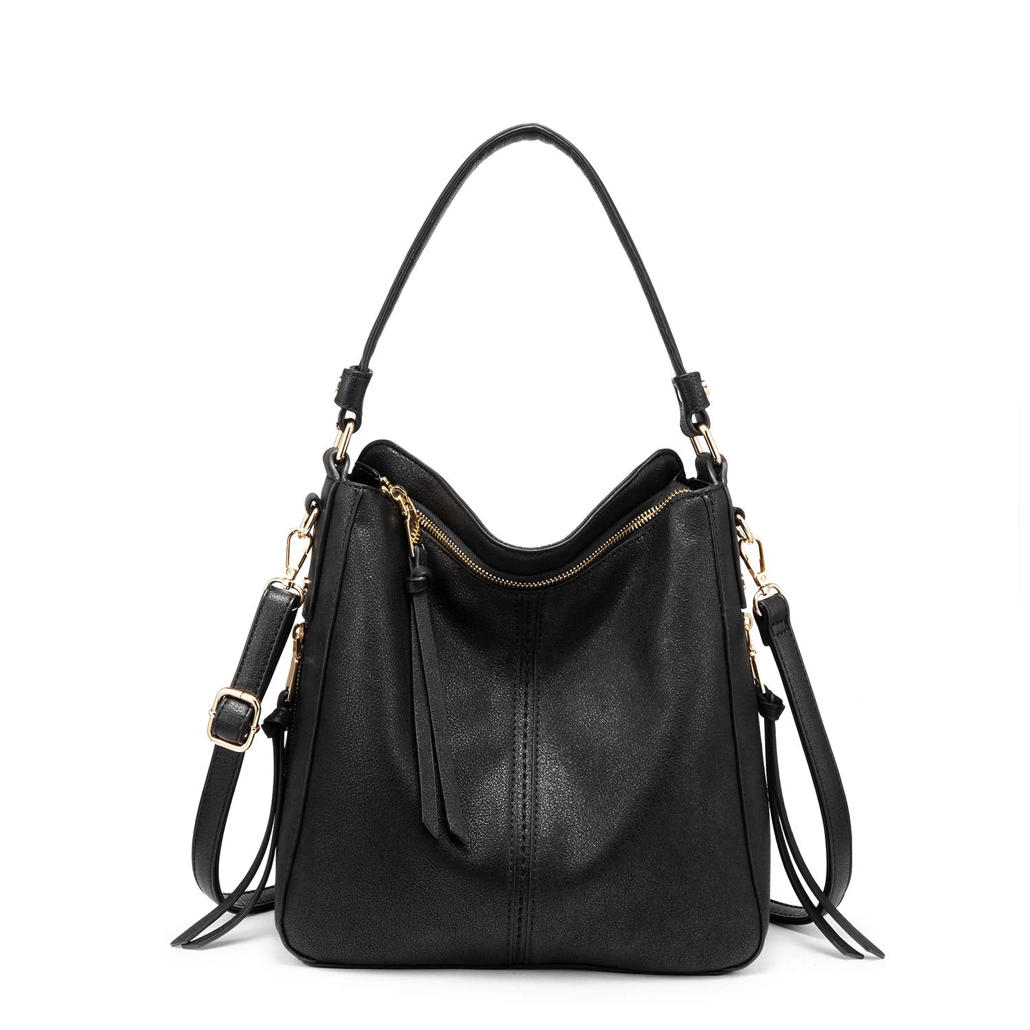 PALAY Solid Color Handbag for Lady Girl with Fashion Faux Leather Classic Shoulder Crossbody Bags- Black PALAY Solid Color Handbag for Lady Girl with Fashion Faux Leather Classic Shoulder Crossbody Bags- Black